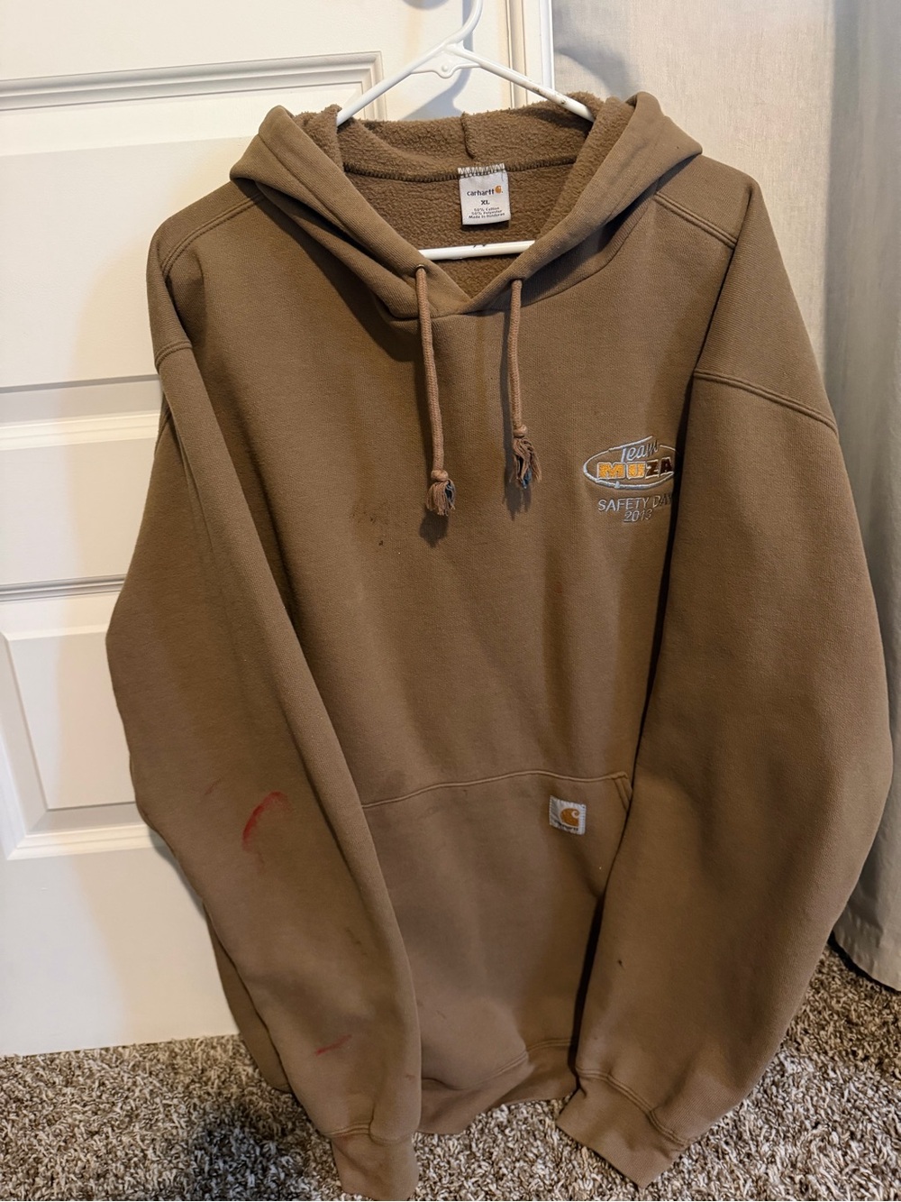 Team Muza Carhartt Brown Hooded Work Sweatshirt with Logo
